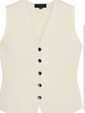 Zara Cream Button-Front Knit Vest